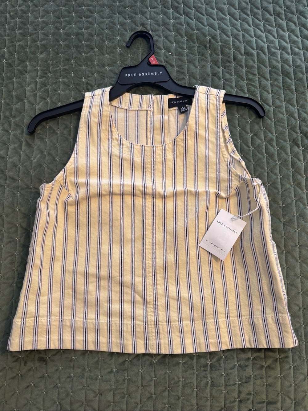 Yellow Striped cropped Sleeveless Top